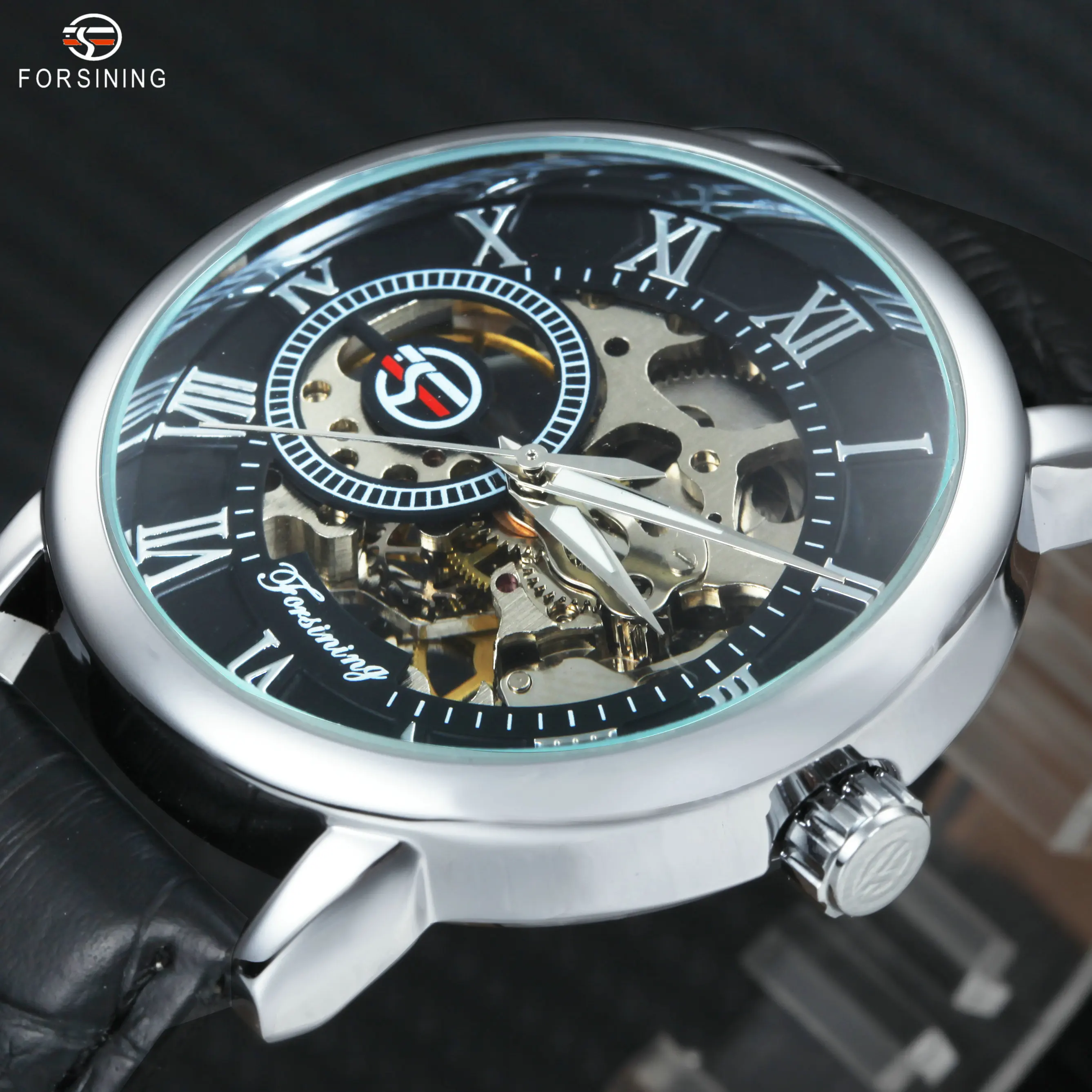 

FORSINING 3D Logo Fashion Men Mechanical Watches Roman Numerals Luminous Hands Dial Top Brand Luxury Skeleton Wristwatches Male