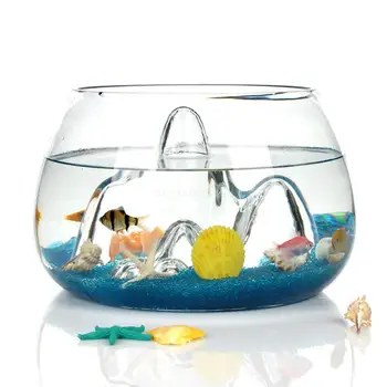 

Creative transparent glass landscape shape Thickened fish bowl aquarium ecological gold fish bowl Lead-free S/L