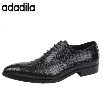 

Luxury Italian Men Wedding Black Lace Up Oxford Genuine Leather Crocodile Print Party Business Male Dress Brown Shoes