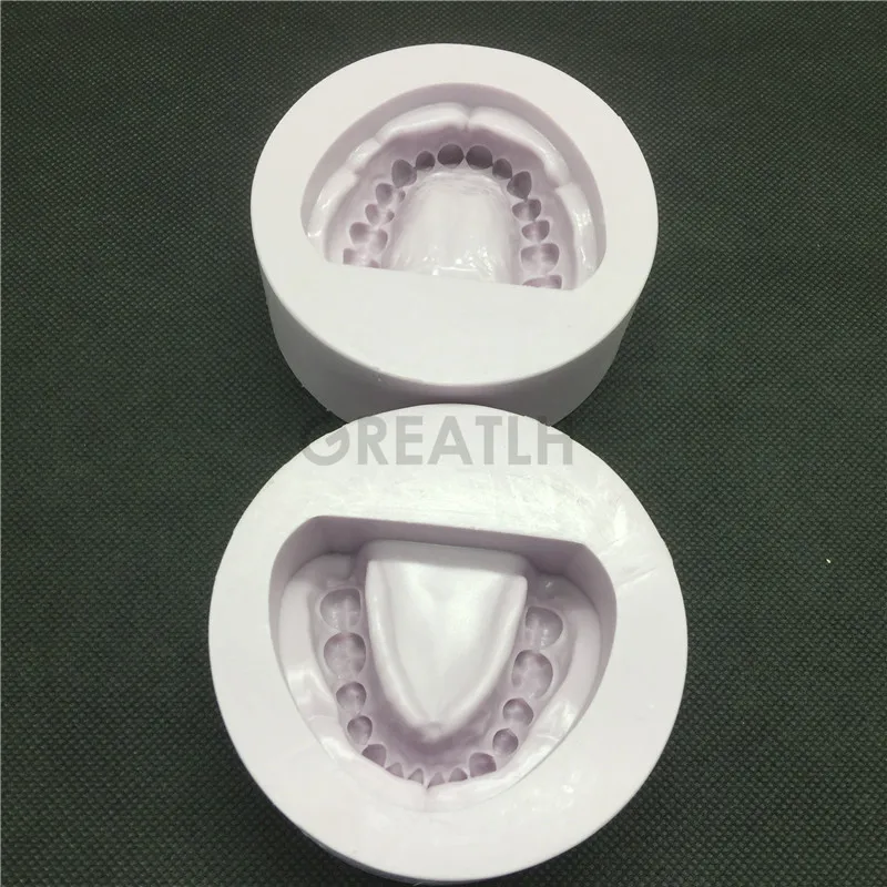 

2pc Silicone Edentulous Jaw Complete Cavity Block with hole Dental Plaster Model Mold Mould of