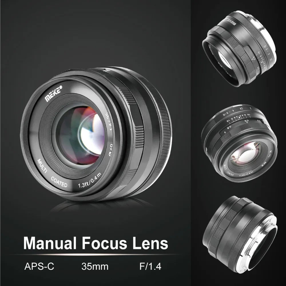 Meike 35 мм f1.4 Большая диафрагма ручная фокусировка фотообъектив для Sony