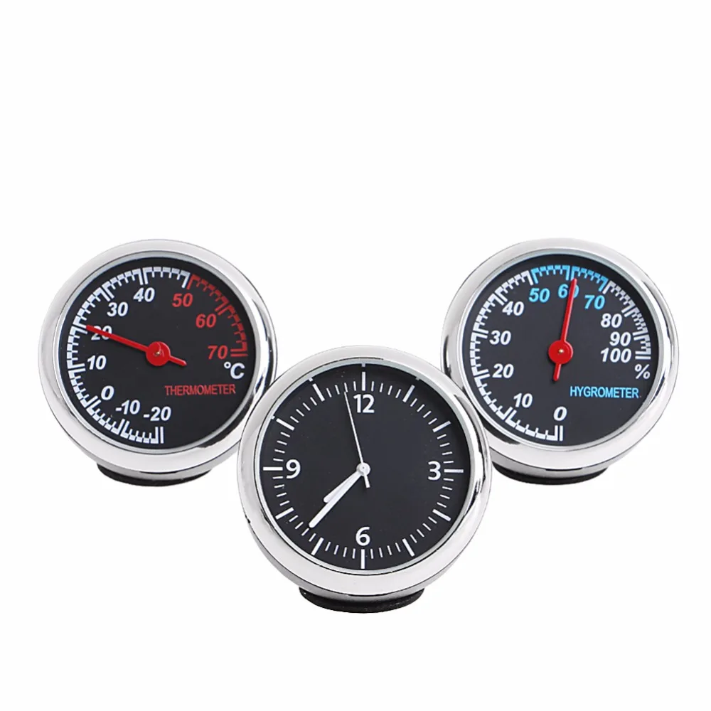 Новое поступление 3 шт./компл. автомобиль 4 см кварцевые гигрометром декоративные часы для учета рабочего времени+ Температура термометр+ измеритель влажности C45