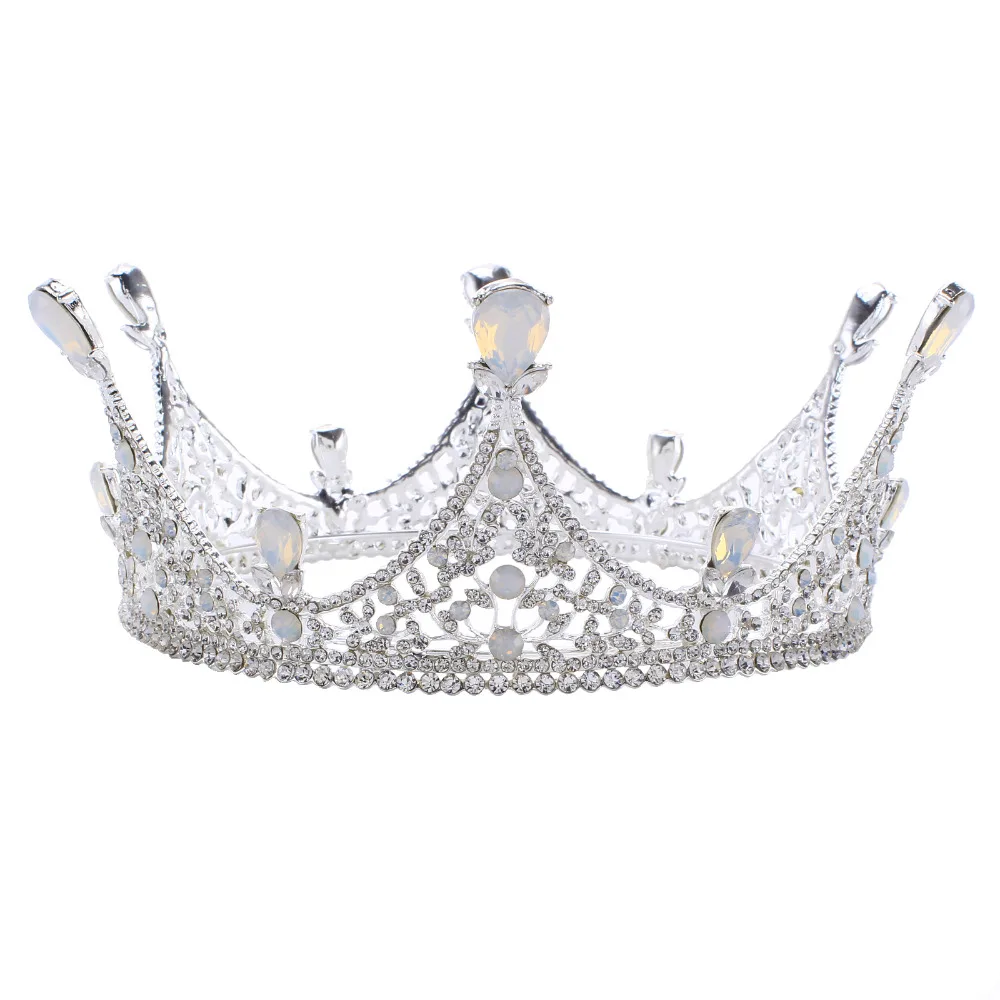 Trendy Vintage Rhinestone Round Tiara Antique Bronze Crystal Big Crown