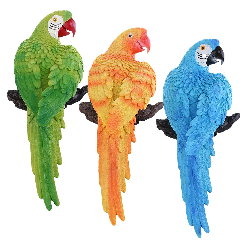 Artificial Parrot Bird Figurine Bonsai Animal Model Home Decor Miniature Fairy Garden Decoration Accessories Stand Statue