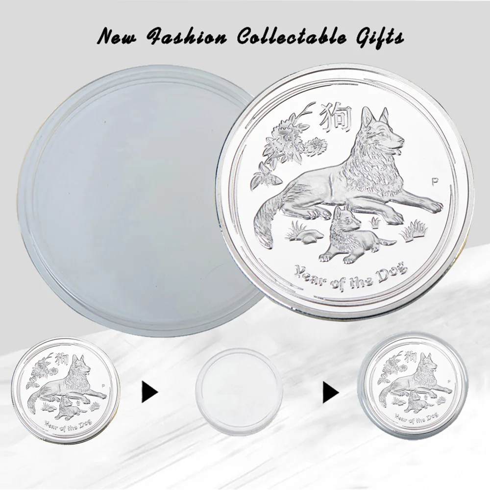 

WR 999.9 Silver Plated Coin the Year of Dog Commemorative Silver Coin Australia 2018 Challenge Coin for New Year