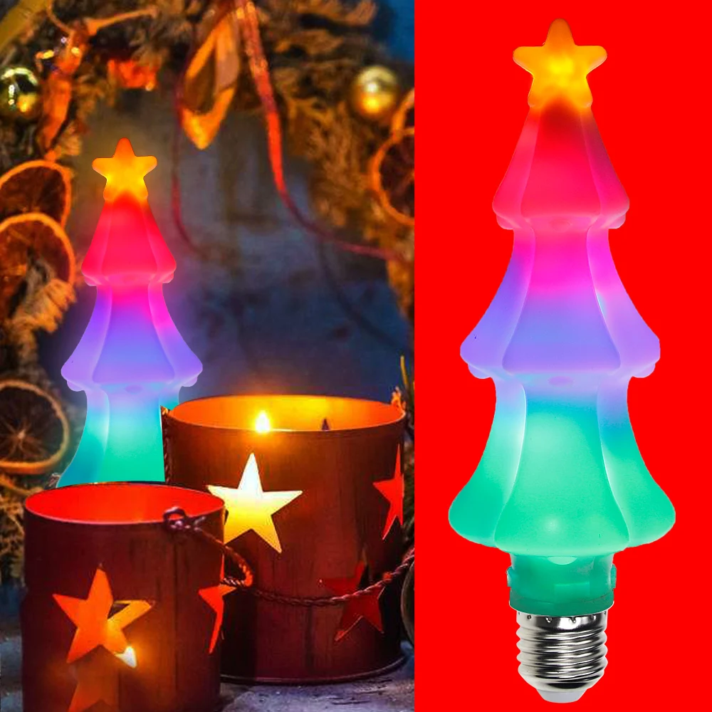 Рождественская елка светодио дный E27 свечи Мерцающая лампа E26 Цвет изменение светодио дный Рождественские огни 220 В пламя лампы мерцающего