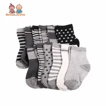 12 пар/лот), хлопковые носки для малышей, нескользящие носки-тапочки с резиновой подошвой, Носки с рисунком для маленьких детей 0-24 месяцев