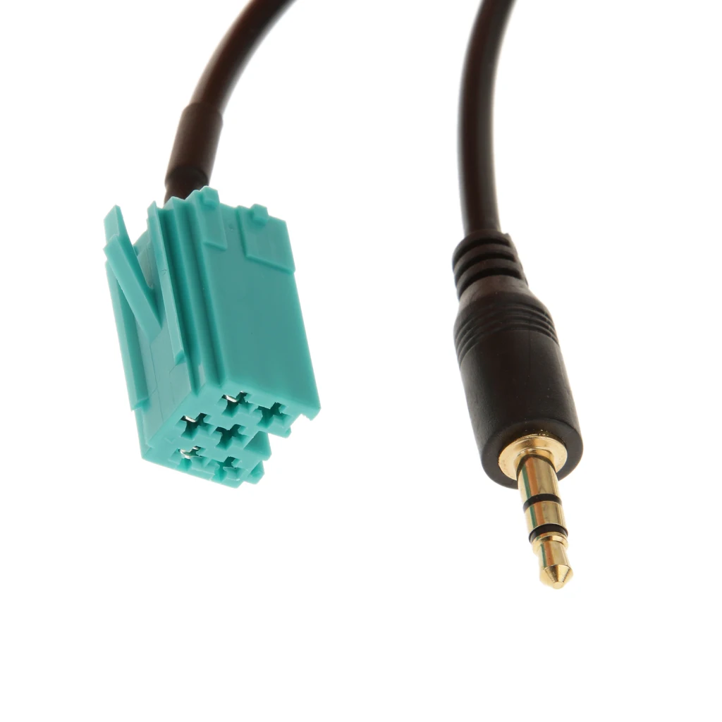 Car Mini ISO 6 Pin To Female 3.5mm Jack Stereo Audio Line Input Aux Cable With Removal Keys For    Clio Megane Espace Etc