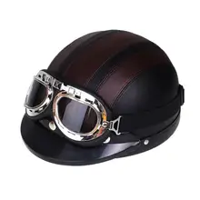 CARCHET Motorcycle Helmet ABS Detachable Visor Goggles Safety Brown Black Helmets Motocross Half Helmets cascos para moto