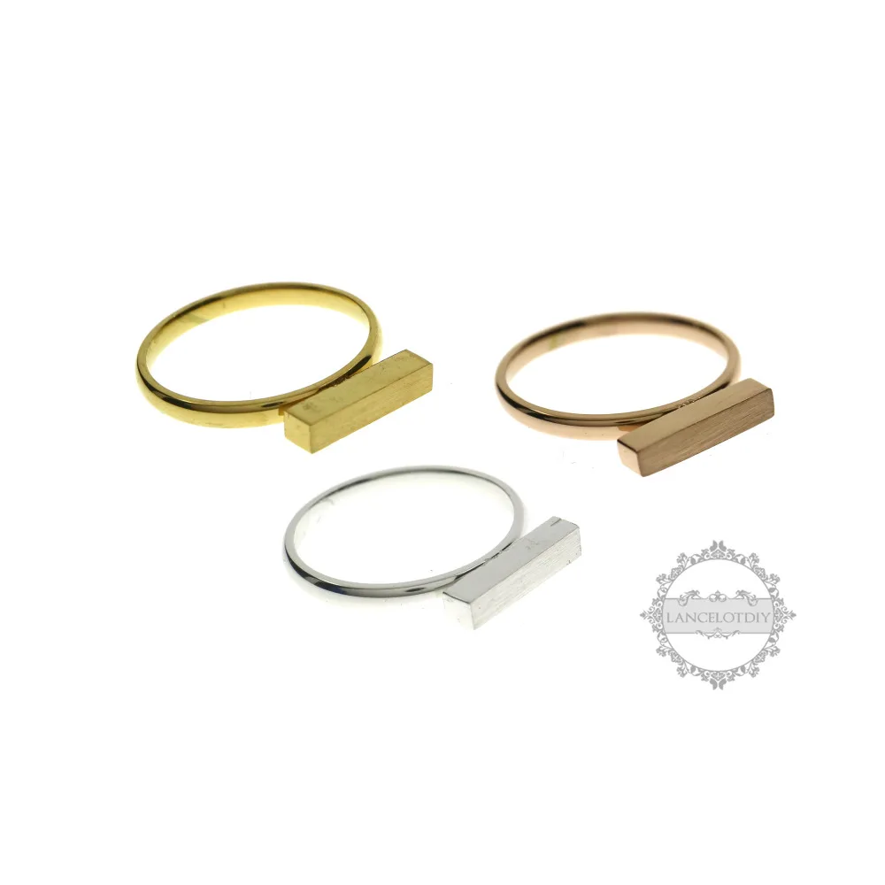 

17mm diameter geometric stick rose gold silver stainless steel engagement ring fashion women gift 6290036
