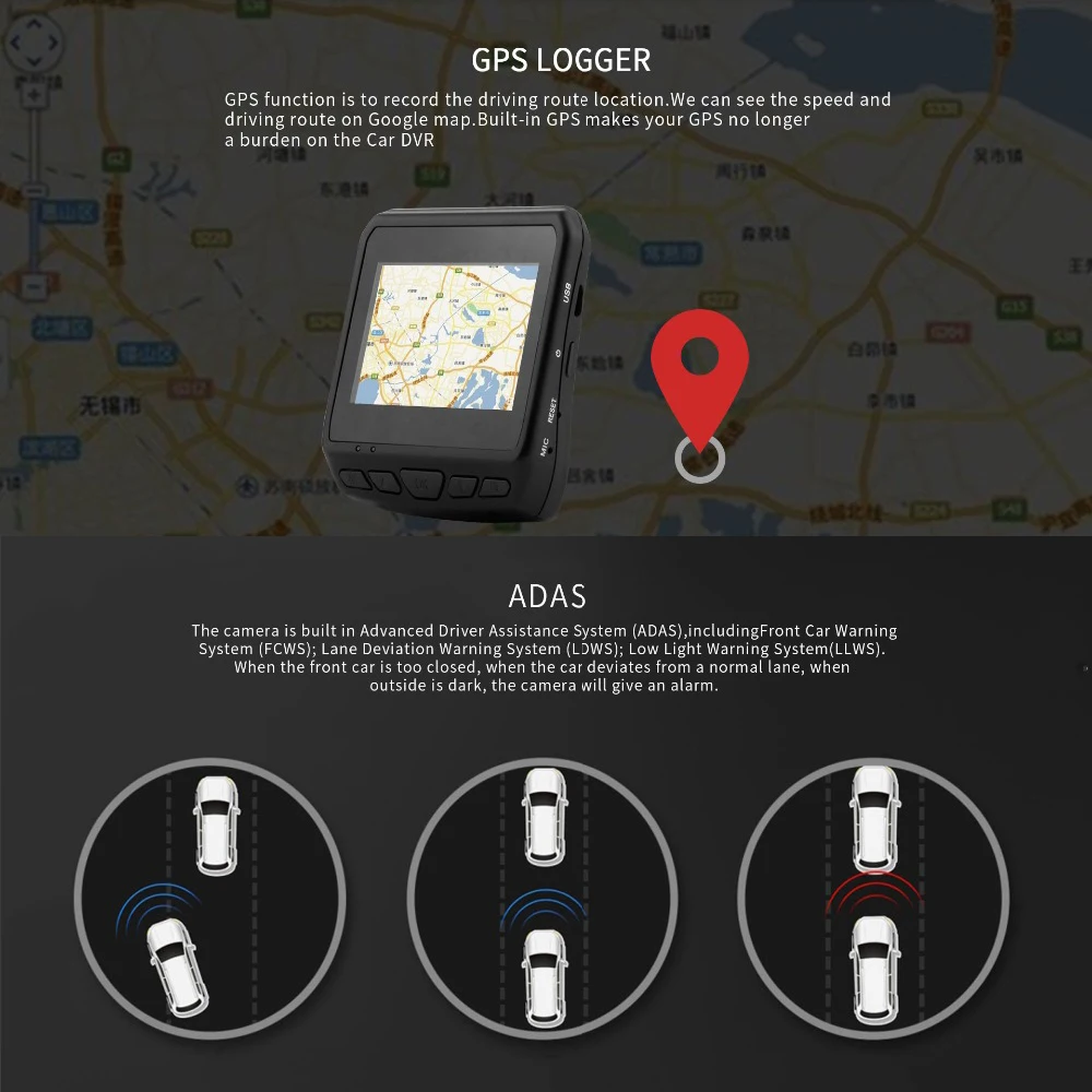 Bluavido 2 3 дюймов Автомобильный видеорегистратор Камера ADAS супер ночное видение Full
