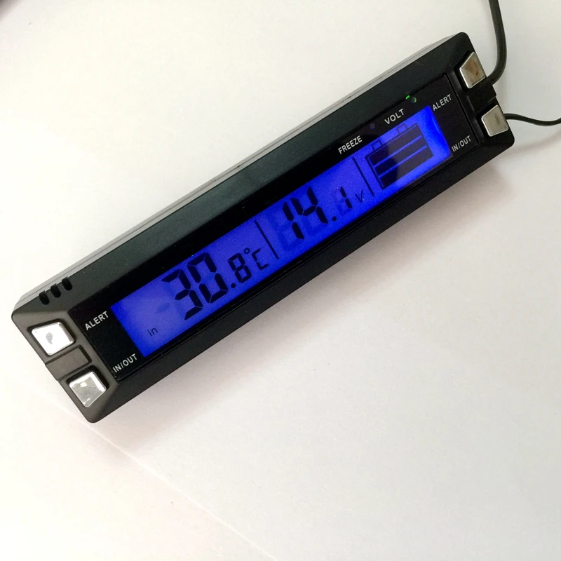Digital LCD Car Thermometer Voltmeter Auto Indoor Outdoor Automobile Termometro Temperature