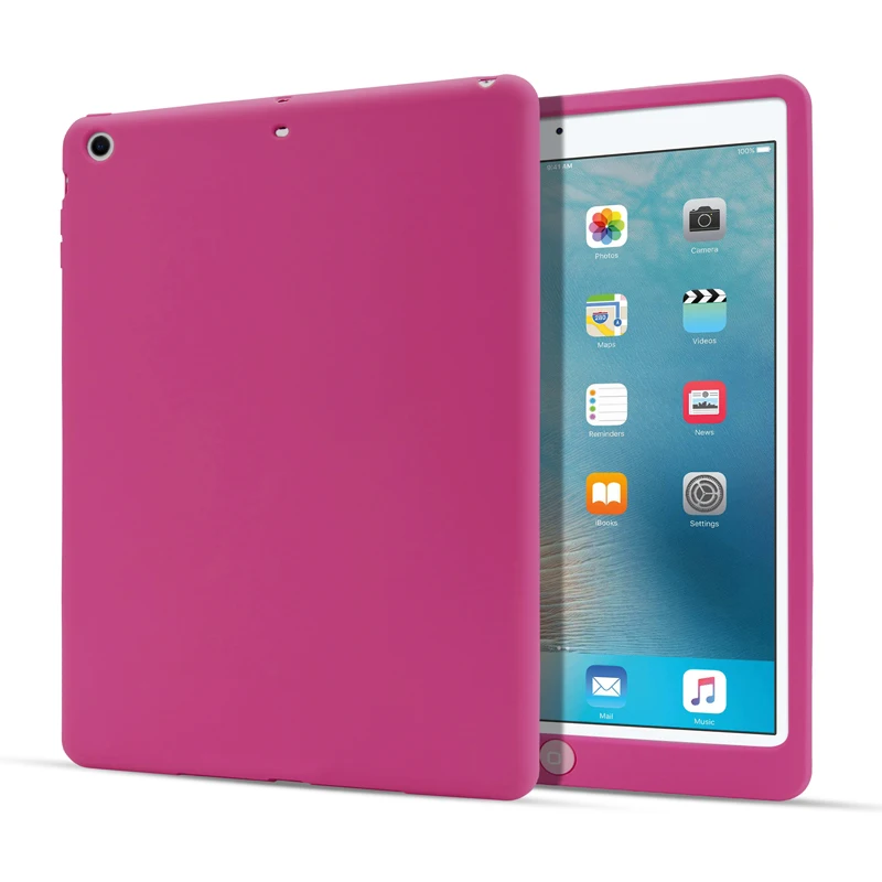 Простой детский безопасный умный Силиконовый противоударный чехол для планшета для iPad 9,7 дюймов Универсальный мягкий чехол для iPad - Цвет: Rose