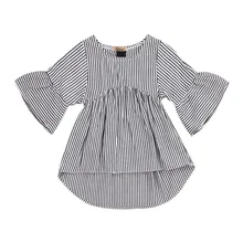 Casual Newborn Baby Girls Infant Tops Sundress Cotton Long Sleeve Striped Mini Loose Dress Clothes Outfits Beach Party Vestidos