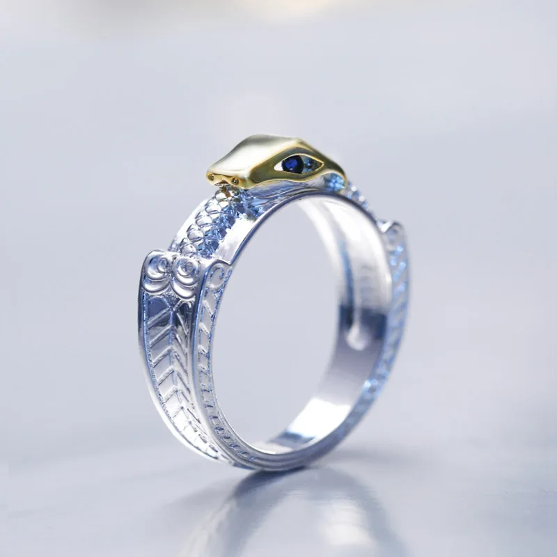 

Huitan Creative Ring Two-Tone Snake Unisex Ring Euro New Arrival Punk Stylish Sliver Plated Super Ring For Friends Whoesale