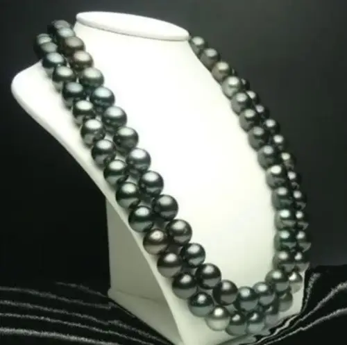 

36 INCH HUGE AAA 10-11 MM TAHITIAN BLACK PEARL NECKLACE 14KGP CLASP