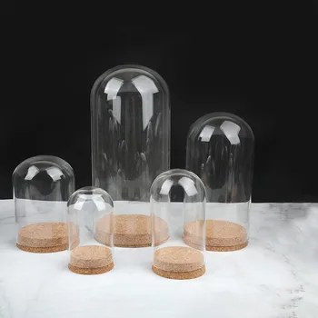 

Free Shipping 2sets/pack Diameter=3.7cm Cork Base Glass Dome Home Wedding Decoration Glass Cover Vase Friend Gift