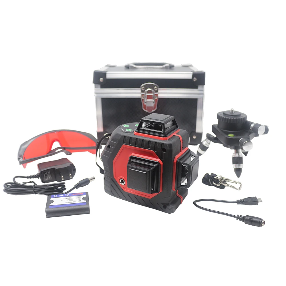 

Laser Level 12 Lines Red 3D Levels 360 degree Rotary Vertical and Horizontal Self-leveling Cross Line Box EU US Plug Out/indoor