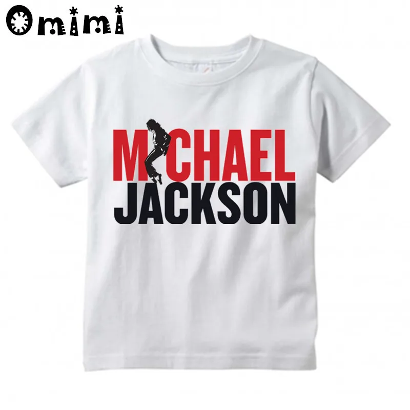 

Boys/Girls MJ Michael Jackson Printed T Shirt Kids Casual Short Sleeve Tops Children's Funny White T-Shirt