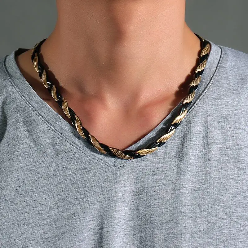 Mens Choker Necklaces Stainless Steel 4 Element Therapy