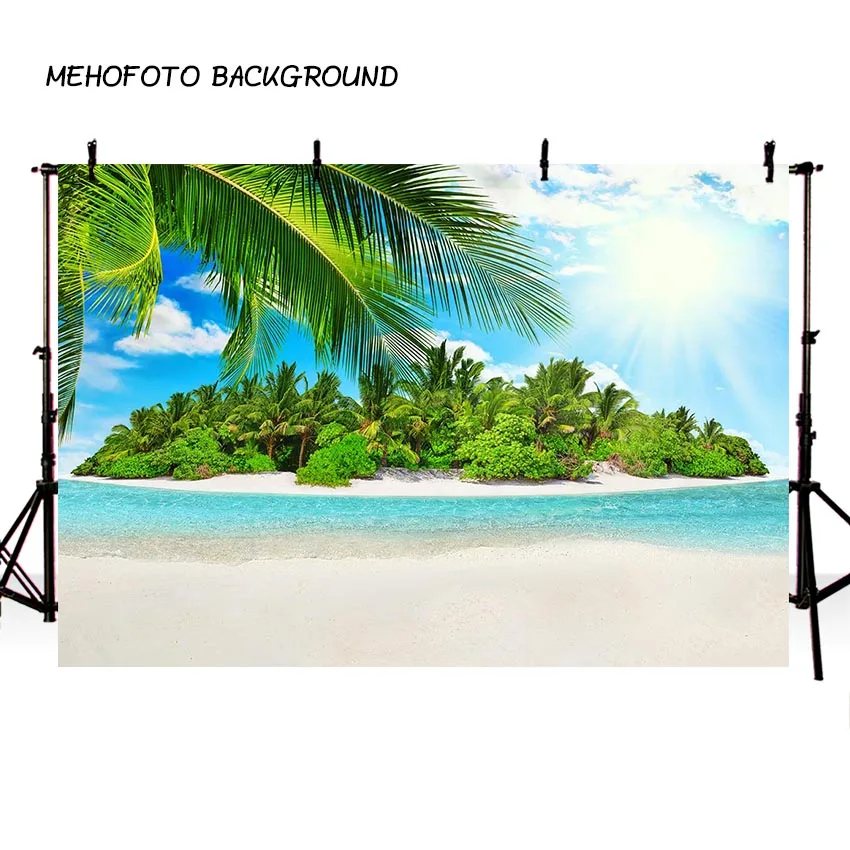 

Photography Backdrop Summer Blue Sky Sea Sunny Beach Coconut Tree Background Photophone Photocall Photo Studio Prop F3257