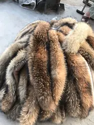 2018 Новое поступление зимние высокого качества толстые Большие меховые съемные воротники из меха енота, мужские меховые воротники, женские