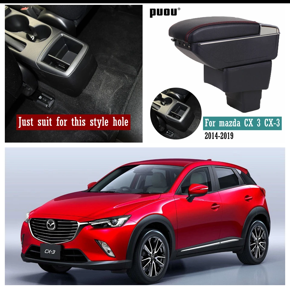 Для mazda CX 3 CX-3- подлокотник коробка двухслойный увеличивающий центральный магазин содержимое коробка Подстаканник Пепельница аксессуары