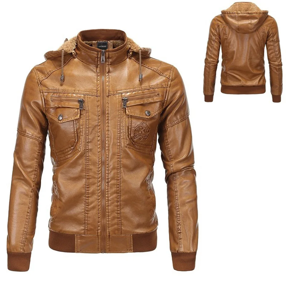 16 Collection 1860 menswear leather jacket with Slim Fit
