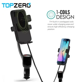 

TOPZERO Car Holder For Xiaomi Wireless Charging Dual USB Car Vehicle Wireless Charger For iPhone Car Mount Wireless Charger