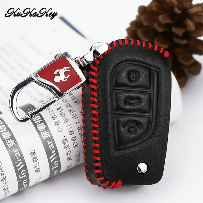 Kukakey кожаный чехол для автомобильных ключей брелок Toyota Corolla levin Highlander 2011 2012 2014 2015