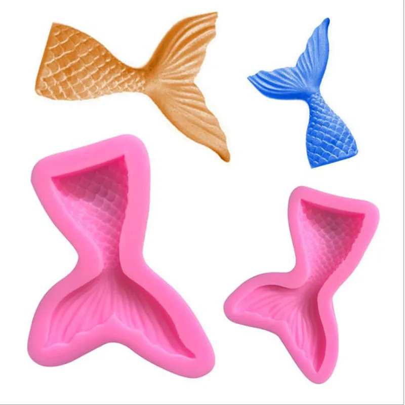 

NEW Mermaid Tail Fondant Cake Moulds Silicone Mold Cake Decorating Baking Tools Handmade Soap Mold Fish Fork tail