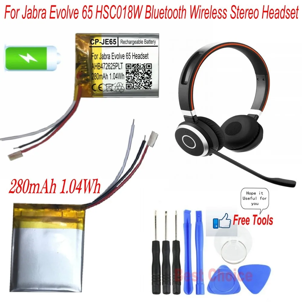 280 мАч 1.04Wh аккумуляторная батарея для Jabra Evolve 65 HSC018W Bluetooth беспроводная гарнитура