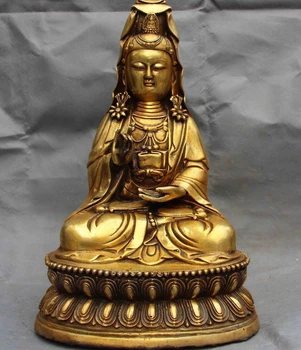 

Chinese Fane Copper Bronze Gild Guan Yin Kwan-yin Boddhisattva Goddess Statue