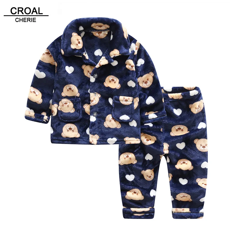 CROAL CHERIE Fleece Sleepwear For Girl Baby Boy Fall 2018 Kids Pajamas For Children Warm Sleeping Clothes Sets 80-130cm