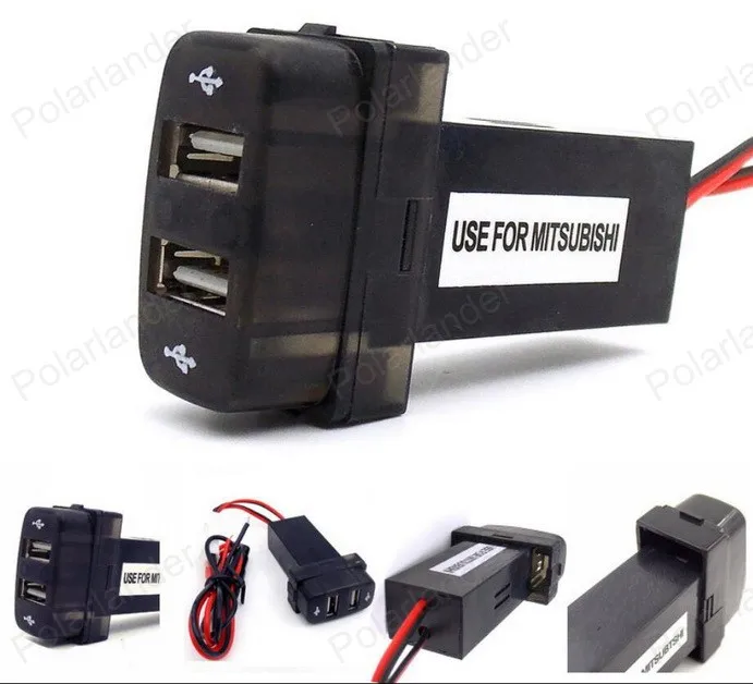 2-портный Dual Порты и разъёмы USB адаптер для MITSUBISHI специальный автомобиль Зарядное устройство 5 V 2.1A автомобиля DC-DC Мощность преобразователь для ввода/вывода телефонных звонках и сообщениях для мобильных устройств