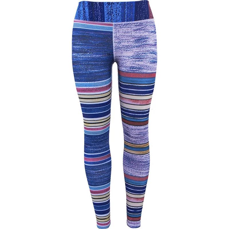 Colorvalue Retro Frosted Line Printed Yoga Pants Women Widen Waist Fitness Running Tights Stretchy Workout Sport Gym Leggings