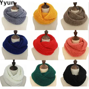 

Yyun Solid Knit Snood Winter Basic Infinity Scarf Ring
