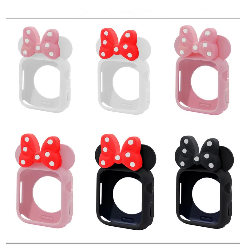 

Cute polka-dot bow Minnie Protective Shell For Apple Watch 4 Generations of high Quality Soft Silicone For Iwatch Series 40/44mm