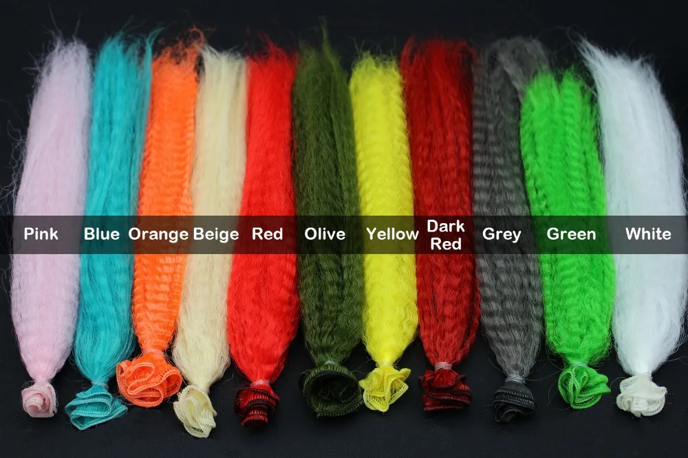 Pesca com Mosca Tigofly 11 Cores Frisado Nylon Fibra Sintética Bizarro Cabelo Encaracolado Fibre Streamer Clouser Minnow Subordinação Materiais 2 de náilon kinky encaracolado cabelo fibra cluser
