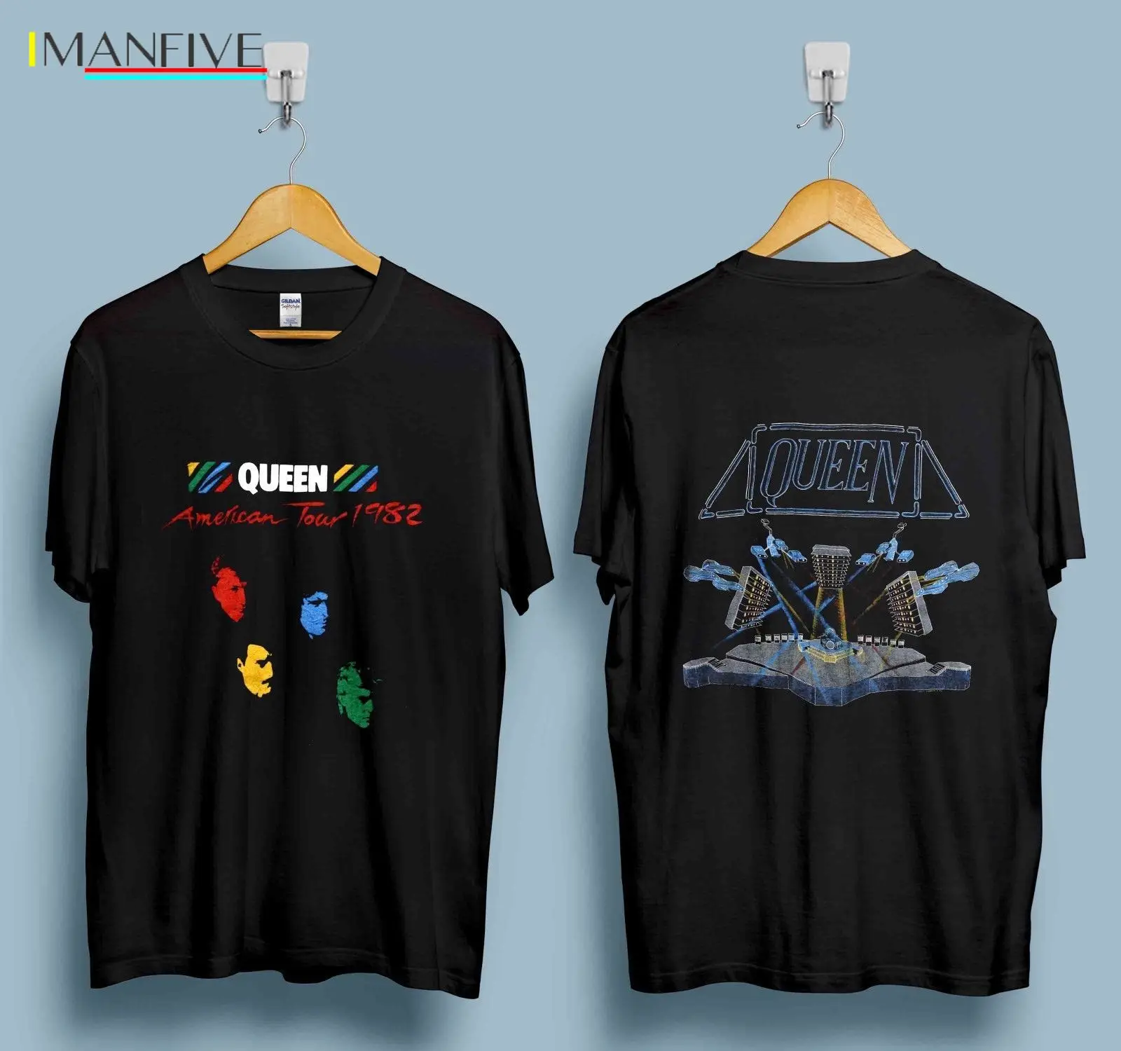 

VINTAGE QUEEN TSHIRT 1982 HOT SPACE TOUR GLAM ROCK BAND FREDDIE MERCURY REPRINT Hot 2019 Summer Men'S T Shirt Fashion