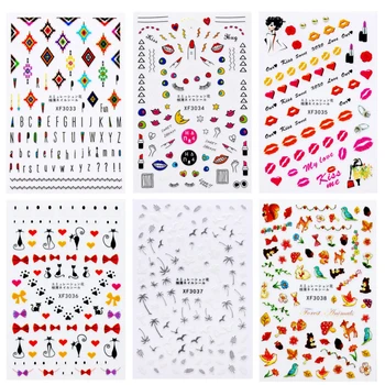 

1 sheet Fashion Heart Flower Nail Stickers Adhesive Pre Glue Decals Foils Polish DIY Nail Art Tools Beauty Accessories