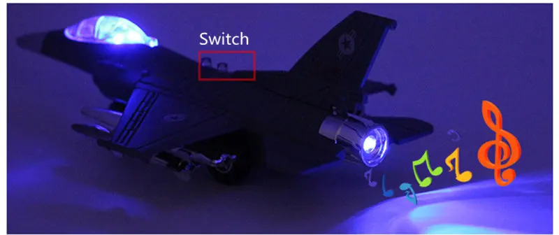 Электронный звуковой & светильник F16 fighte air force самолета сплава модель военный