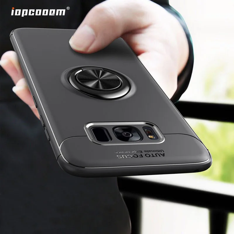 

Luxury Bracket Ring Shockproof Case For Samsung Galaxy S8 Full Cover For Samsung S8 TPU Soft Silicone Holder Shell 5.8 inch