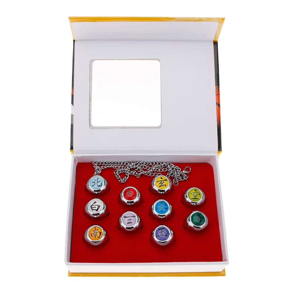 

10Pcs Full Set Metal AKATSUKI Member Ring Kid Japanese Ninja Cosplay Toy