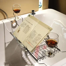 Ванная комната Ванна прочный нержавеющая сталь Caddy лоток с расширяющимися сторонами вино подсвечник для чтения стойки дизайн