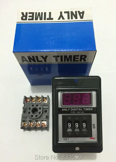 

1Set ASY-3D DC24V Power ON Delay Timer Time Relay 1-999 Seconds & Base Brand New
