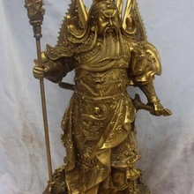 Xd 002508 1" Китайский Бронзовый 9 Дракон Warrir GuanGong Гуань Гун GuanYu Держите Меч Статуя