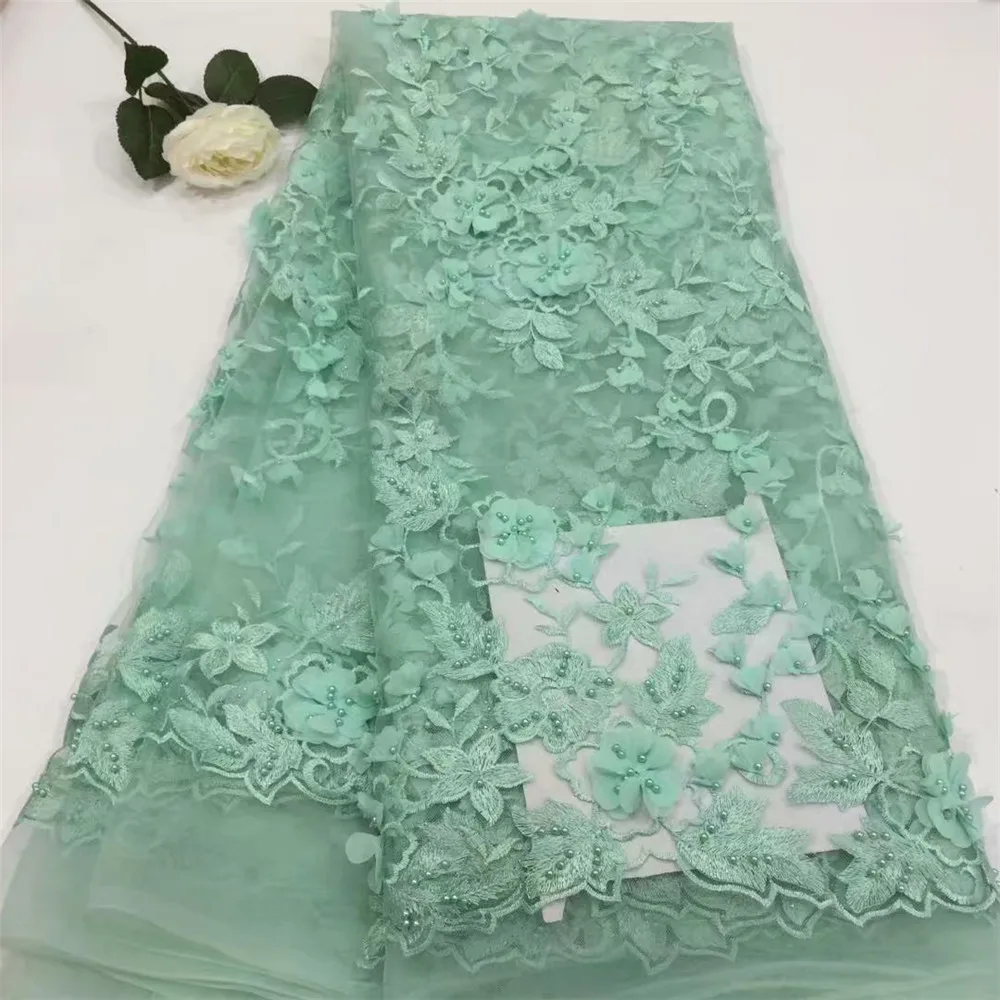 3d Lace Fabric 2018 High Quality Latest African Laces With Beaded Wedding Green Nigerian French H603-1 | Дом и сад