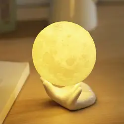 5 шт. 3D печати Уникальный Moon огни ночник лунный свет Touch Управление зарядки светодиодный 13 см