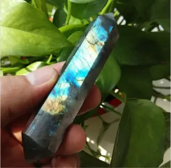

HOT sale Natural labradorite Quartz Crystal double Terminated Wand Healing